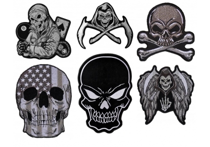 Sew On Patch Biker Jacket Badge Skull Bones Dice 8 Ball Cross Embroidered Iron 