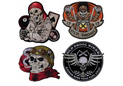 #780R Skull Skeleton Biker Animal Goth Rock Embroidered Sew Iron on Patch Badge 