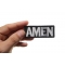 Amen Patch Amen Christian Patch shown on hand for size comparison