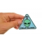 Area 51 Tour Guide Funny Iron on Patch Alien Head shown on hand for size comparison