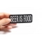 Beer Is Food Funny Patch | Embroidered Patches Beer Is Food Funny Patch shown on hand for size comparison