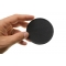 Black 3 Inch Round Blank Patch shown on hand for size comparison