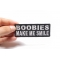 Boobies Make Me Smile Patch | Embroidered Patches Boobies Make Me Smile Funny Iron on Patch shown on hand for size comparison