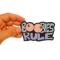 Boobies Rule Patch Boobies Rule Funny Iron on Patch shown on hand for size comparison