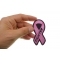 Breast Cancer Fighter Pink Ribbon Patch | Embroidered Patches Breast Cancer Fighter Pink Ribbon Patch shown on hand for size comparison