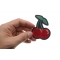 Cherry Patch | Embroidered Patches Cherry Funny Iron on Patch shown on hand for size comparison