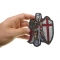 Crusader Patch, Small Embroidered Iron on Patches shown on hand for size comparison