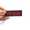 Dilligaf Patch In Red | Embroidered Patches Dilligaf Patch, Biker Saying Patches shown on hand for size comparison
