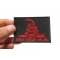 Don't Tread On Me Gadsden Flag Red Over Black Patch | US Military Veteran Patches Don't Tread On Me Gadsden Flag Red Over Black Patch shown on hand for size comparison