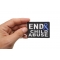 End Child Abuse Blue Ribbon Patch | Embroidered Patches End Child Abuse Blue Ribbon Patch shown on hand for size comparison