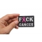 FCK Cancer Pink Ribbon Patch shown on hand for size comparison