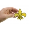 Fleur De Lis Patch, Iron on Patches shown on hand for size comparison