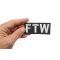 FTW Patch, Biker Saying Patches shown on hand for size comparison