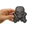 Guns And Skull Chrome Patch - Skull Patches Guns and Skull Patch, Skull Patches shown on hand for size comparison
