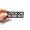 I Fuck On The First Date Patch I Fuck On The First Date Naughty Iron on Patch shown on hand for size comparison
