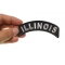 Illinois Patch Illinois Patch Iron on State Rocker shown on hand for size comparison