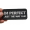 I'm Perfect Just The Way I Am Patch I'm Perfect Just The Way I Am Funny Iron on Patch shown on hand for size comparison