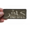 Infidel Subdued Patch With Arabic Infidel Subdued Patch With Arabic shown on hand for size comparison