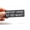 Innocent Looking But Very Naughty Patch | Embroidered Patches Innocent Looking But Very Naughty Patch shown on hand for size comparison