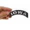 Iowa Patch Iowa Patch Iron on State Rocker shown on hand for size comparison