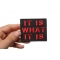 It Is What It Is Patch In Red | Embroidered Patches It Is What It Is Iron on Morale Patch In Red shown on hand for size comparison