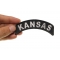 Kansas Patch Iron on State Rocker shown on hand for size comparison
