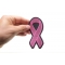 Medium Pink Ribbon Patch For Breast Cancer Awareness | Embroidered Patches Medium Pink Ribbon Patch For Breast Cancer Awareness shown on hand for size comparison