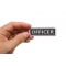Officer Patch White | US Army Military Veteran Patches Officer Name Tag Patch shown on hand for size comparison