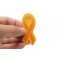 Orange Leukemia Awareness Ribbon Patch shown on hand for size comparison