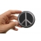 Peace Sign Patch Gray On Black Peace Sign Novelty Iron on Patch Gray On Black shown on hand for size comparison