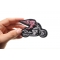 Pink Biker Angel On Motorcycle Patch, Biker Vest Patches, Sew or Iron on Patch shown on hand for size comparison