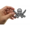 White Pirate Sword Skull Patch | Embroidered Patches Pirate Sword Skull Patch, Skull Patches shown on hand for size comparison