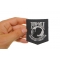 POW MIA Patch Black White shown on hand for size comparison