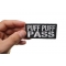 Puff Puff Pass Patch | Embroidered Pot Patches Puff Puff Pass Funny Iron on Patch shown on hand for size comparison