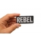 Rebel Patch | Embroidered Patches Rebel Patch shown on hand for size comparison