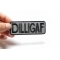 Reflective Small Dilligaf Patch | Embroidered Patches Reflective Dilligaf Patch, Biker Saying Patches shown on hand for size comparison