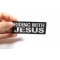 Riding With Jesus Patch Riding With Jesus Christian Patch shown on hand for size comparison