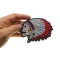 Screaming Indian Skull With Head Dress Small Patch | Skull Patches Indian Headdress Skull Patch, Biker Skull Patches shown on hand for size comparison