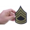 Sergeant First Class Army Patch Sergeant First Class Iron on Patch shown on hand for size comparison