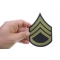 Staff Sergeant Army Patch Staff Sergeant Iron on Patch shown on hand for size comparison