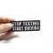 Stop Texting Start Driving Patch | Embroidered Patches Stop Texting Start Driving Patch, Biker Saying Patches shown on hand for size comparison