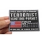 Terrorist Hunting Permit Patch Terrorist Hunting Permit Funny Military Morale Patch shown on hand for size comparison