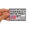 Terrorist Hunting Permit White Patch shown on hand for size comparison