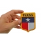 Texas Shield Patch | Embroidered Patches Texas Shield Patch shown on hand for size comparison