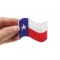Texas Waving Flag White Border Patch shown on hand for size comparison