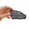 Thin Blue Line American Tattered Flag Patch shown on hand for size comparison