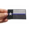Thin Blue Line Texas State Flag Patch For Law Enforcement shown on hand for size comparison