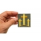 Three Crosses In Yellow Patch | Embroidered Patches Three Crosses Patch, Christian Patches shown on hand for size comparison