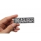 Treasurer Patch 3.5 Inch White Treasurer Patch, Motorcycle Club Patches for Bikers shown on hand for size comparison