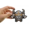 Viking Skull With Axes And Horn Helmet Small Patch Viking Warrior Axes Skull Patch, Skull Patches shown on hand for size comparison